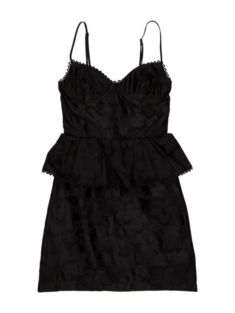 V. Chapman Versailles Black Brocade Peplum Mini Dress size 0